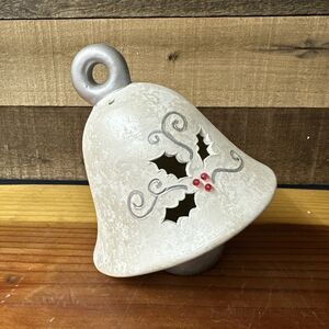 Vintage Ceramic Mold Christmas Bell Ornament Tabletop Decor 7” Tall